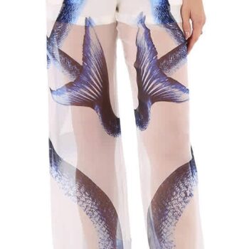 Ladies Mermaid Tail Print Mulberry Silk Trousers,  Size 4 (US Size 2)